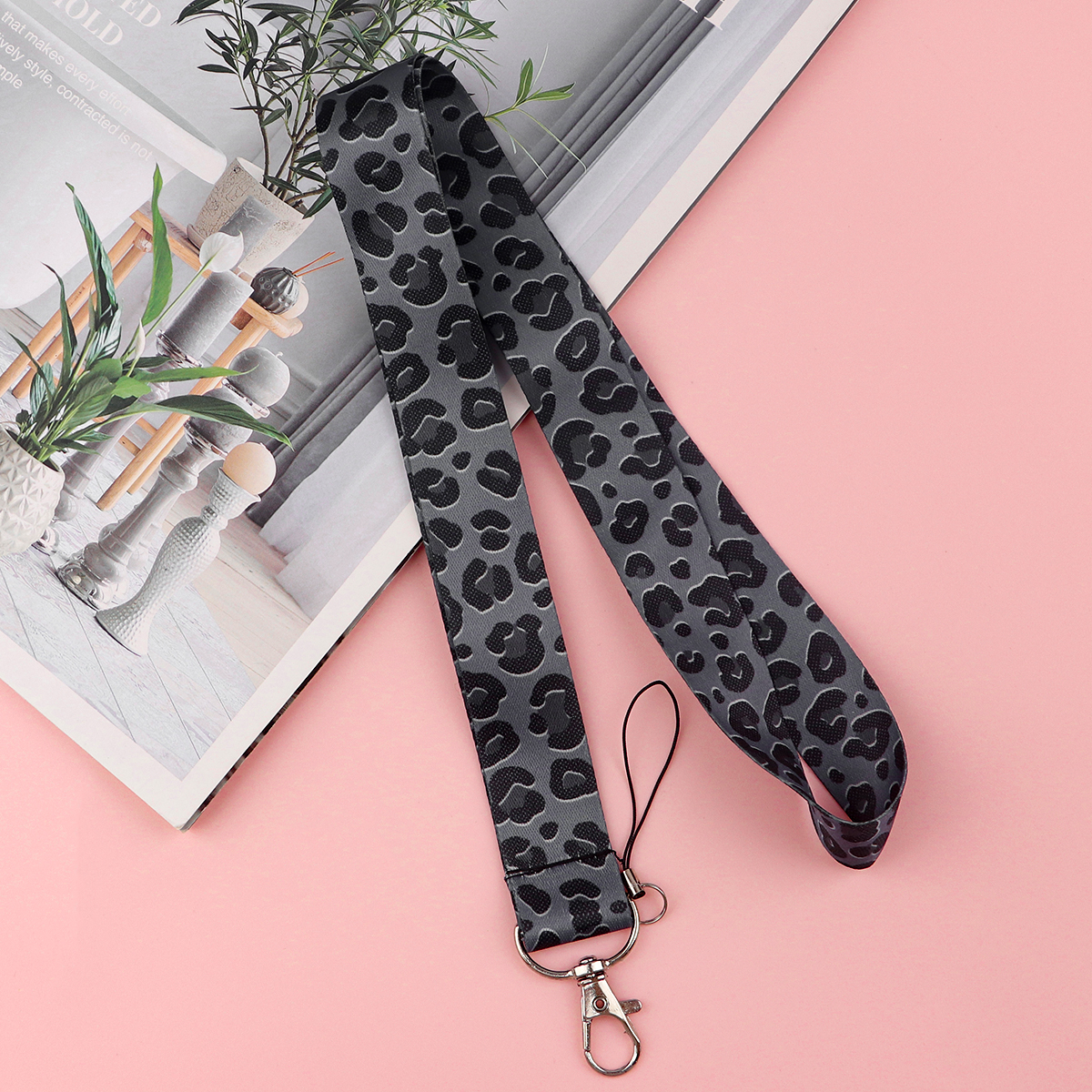 Gray Leopard Print Lanyards for Keys Neck Strap For Card Badge Phone Straps Key Chain Keyrings Key Holder DIY Hang Rope