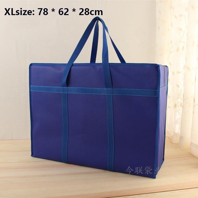 Oversized woven bag moving bag Oxford cloth luggage packing bag waterproof storage snakeskin bag thick non-woven bag: Royal blue  XL