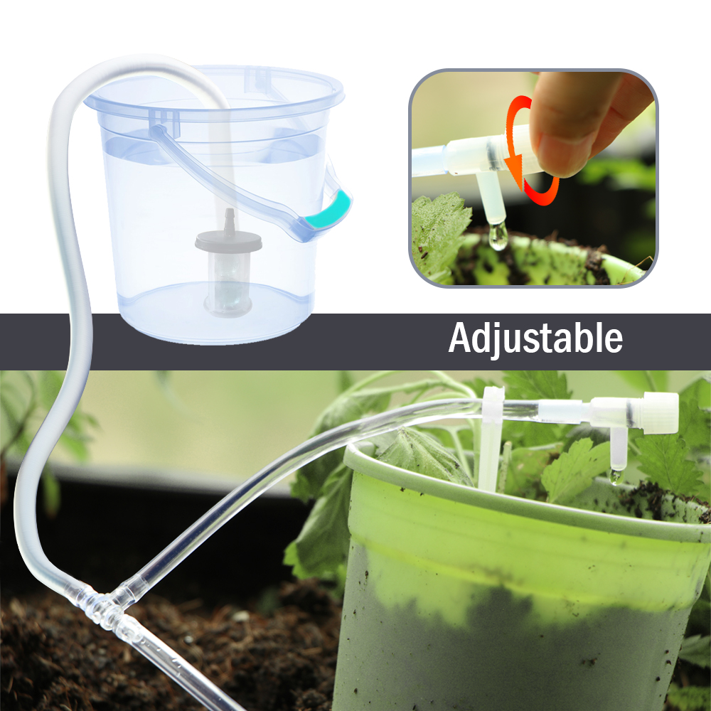 1/4"Transparent Hose Micro Drip Irrigation Kit with Regulating Valve Dropper Garden Indoor Potted Plant Saving Watering Device
