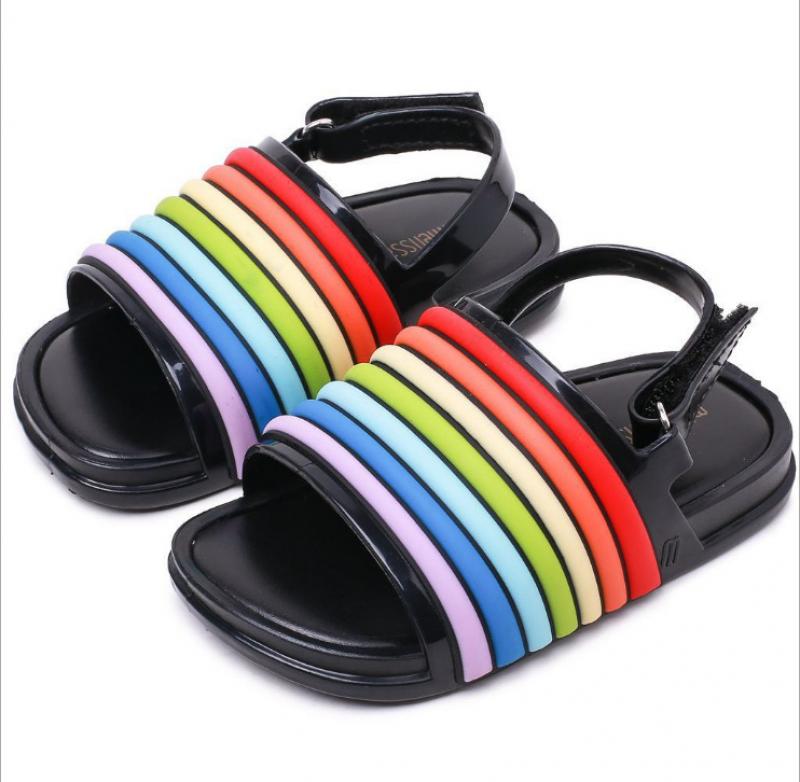 Excargo Regenboog Kleur Zomer Schoenen Kinderen Plastic Sandalen Jelly Schoenen Meisje Mode Sandalen Platte Pvc Sandalen Voor Kind