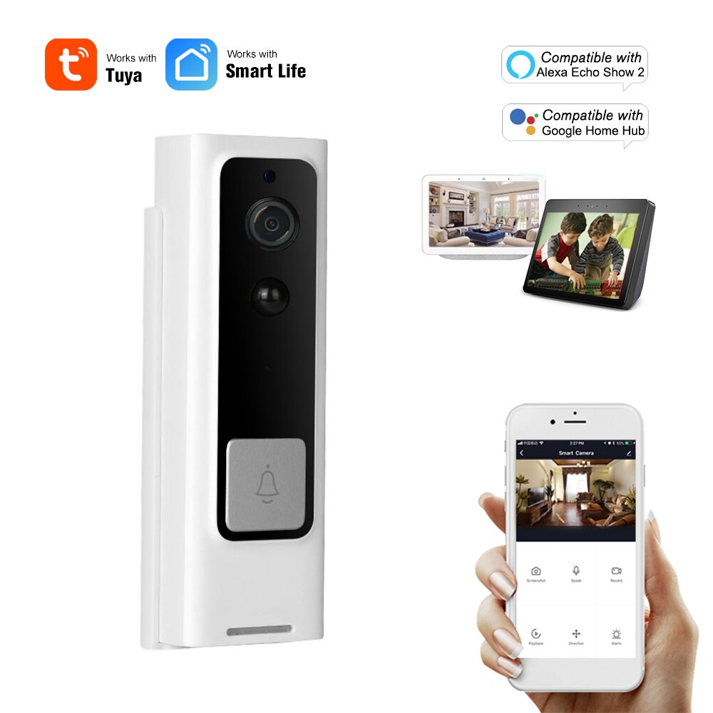 Smart Guckloch Türklingel 1080P Hause Wireless Voice Control WiFi Smart Visuelle Gegensprechanlage Tuya APP Fernbedienung für Alexa Echo Google hause: Default Title