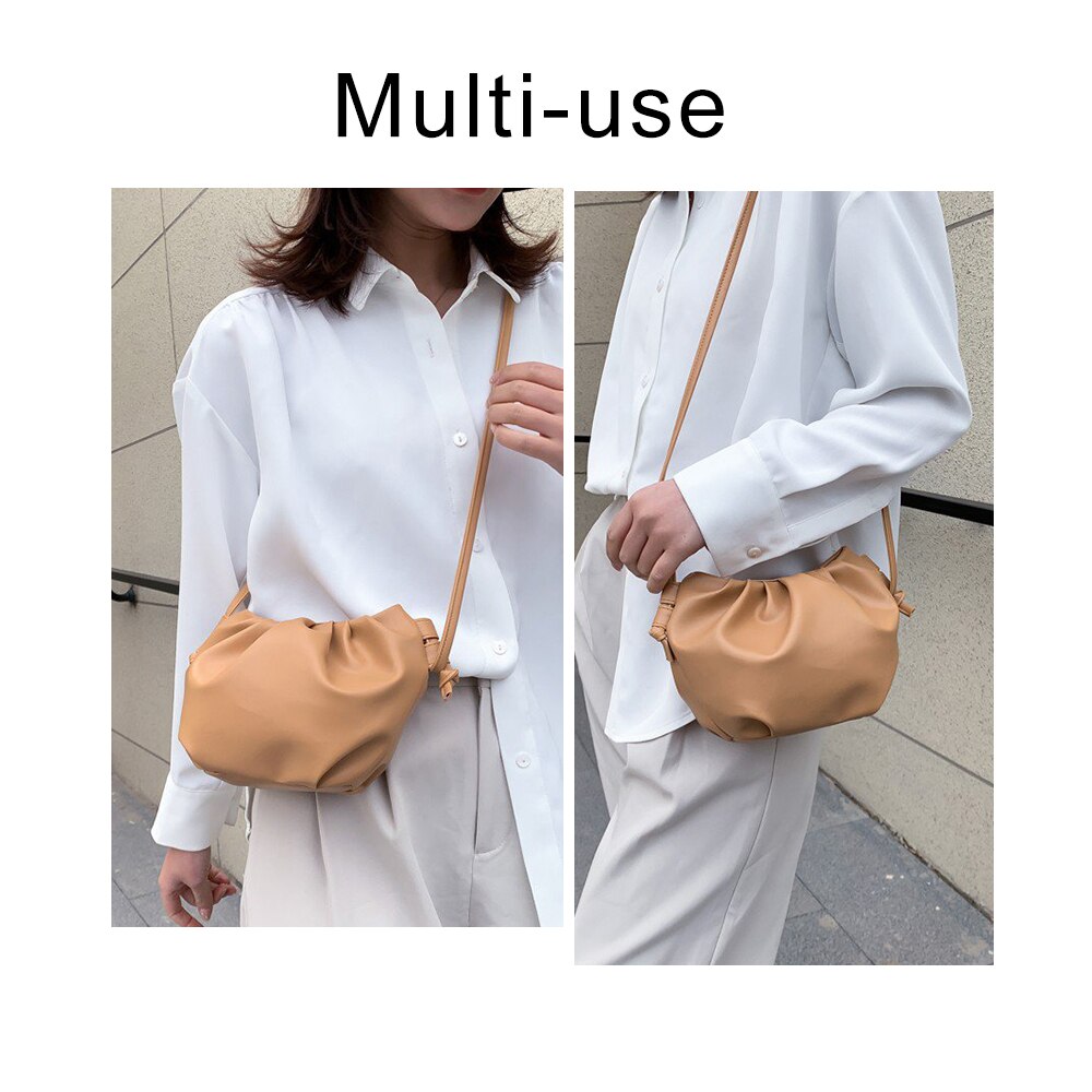 Cloud-wrapped Soft PU Leather Small Bag Shoulder Slant Dumpling Bag Handbag Day Clutches bags Messenger Crossbody Bag