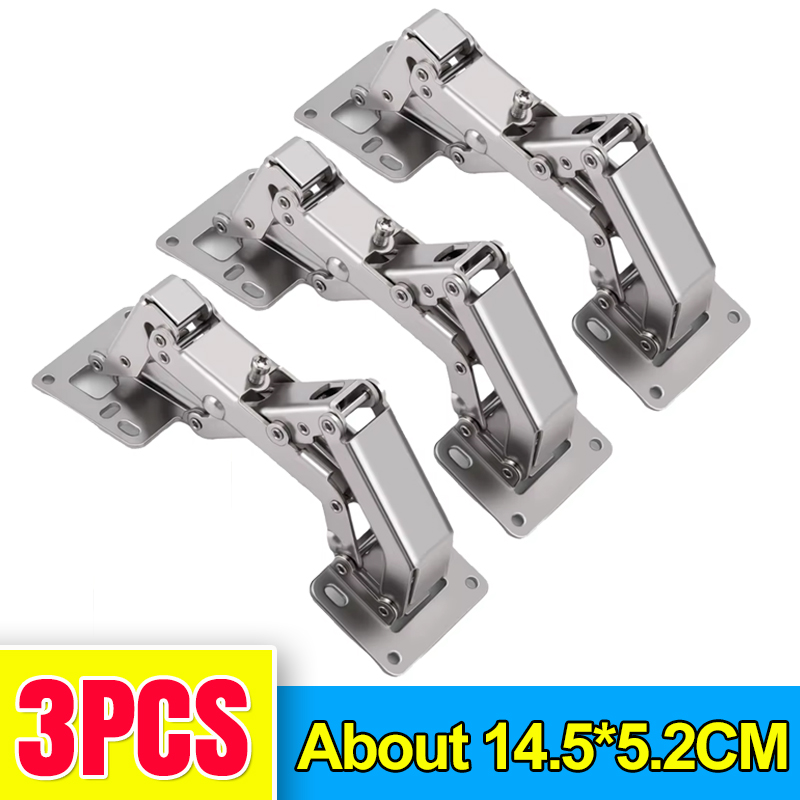 3/1PCS Steel Cabinet Hinges 175 Degree No-Drilling Hole Buffer Hinge Kitchen Cupboard Concealed Hinges Furniture Hardware Kit: grayish purple