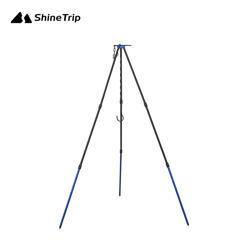 ShineTrip Camping Picnic Cooking Tripod Hanging Pot Outdoor Durable Portable Campfire Picnic Pot Fire Grill Hanging Tripod