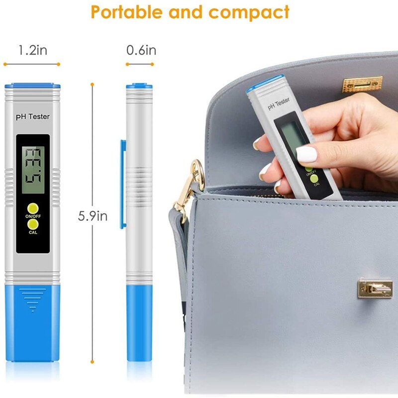 PH Meter, PH Meter with Backlight LCD Screen, PH Meter with ATC Measurement Range for Water Tester for Household