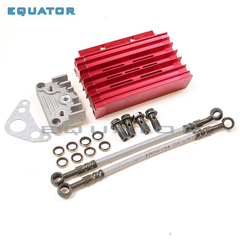 motorcyel parts CNC Aluminum Alloy Oil Cooler Radiator set for 110cc Dirt bike Pit monkey DAX pocket ATV: Red
