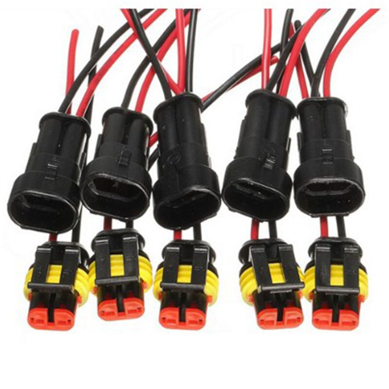 10 pieces 5 pairs of waterproof male and female electrical connector plugs 2-pin mode with wire for the car motorcycle pedal