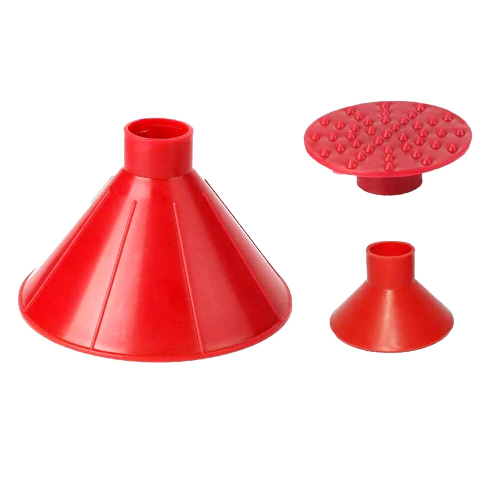 Raspador de hielo mágico de doble embudo para parabrisas y ventanilla de coche, removedor de nieve automático para el hogar, herramienta de coche con forma de cono, raspador de hielo: RED
