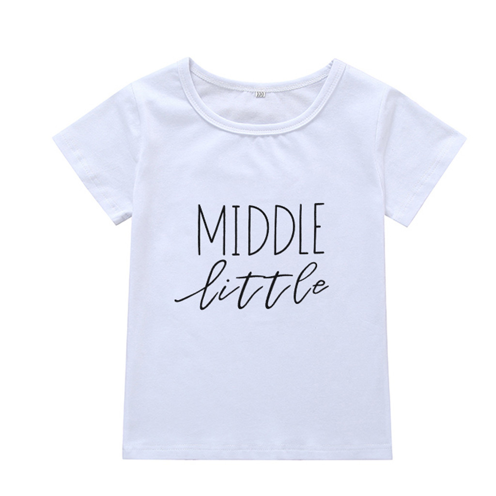 Baby Korte Mouwen Letters Brothers T-Shirt Top midden kleine baby meisje jongen mode toevallige katoen O-hals shirt T-shirt: 2T