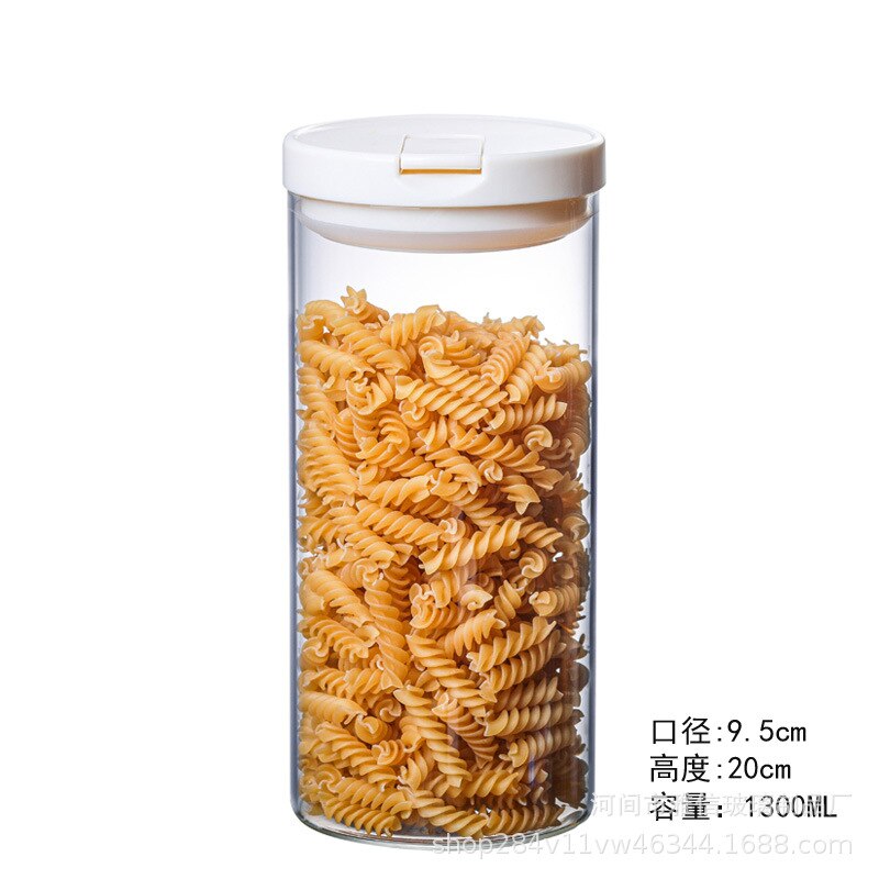 Cylindrical Transparent Glass Storage Tank Sealed Bottle Moisture-proof Food Grain Tank Kitchen Utensils Candy Tea Box: F