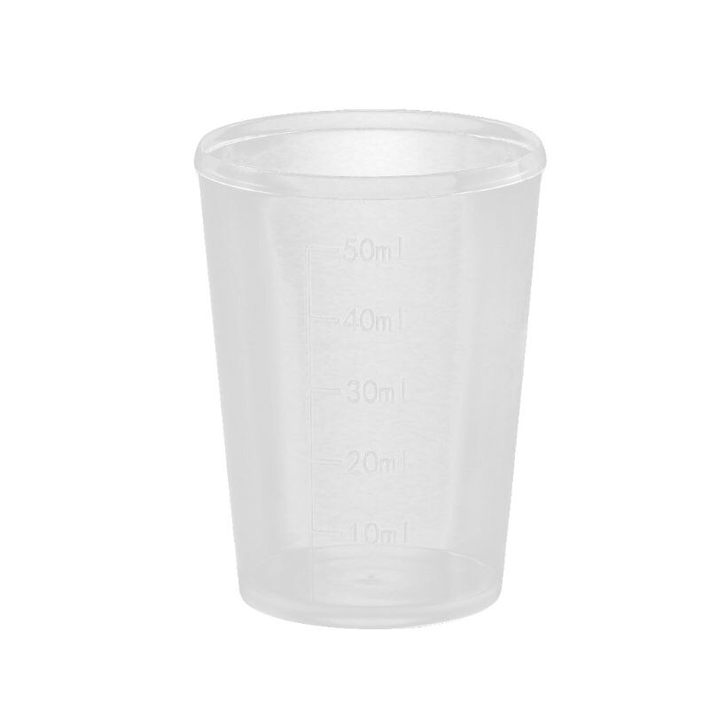 10Pcs 50ml Plastic Laboratory Bottle Lab Test Measuring Container Cups Plastic Liquid Measuring Cups