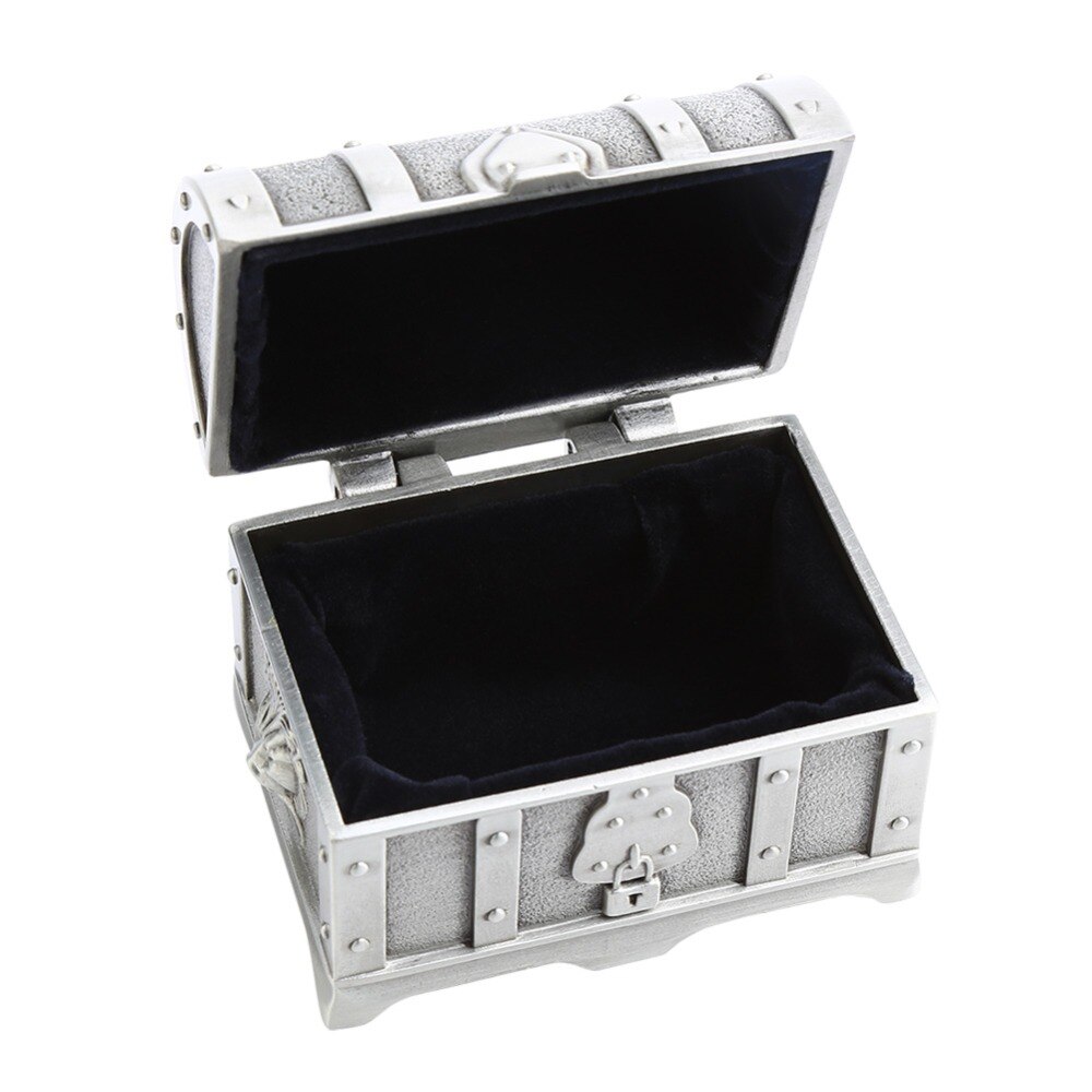Pequeño Cofre del Tesoro pirata antiguo de aleación de Zinc, almacenamiento de collares funda, soporte de joyero Retro anilla con abalorio pendiente