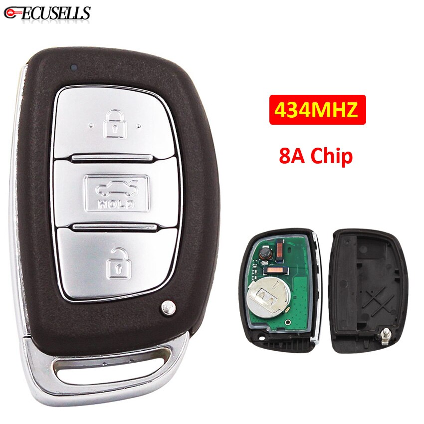 3 Button Smart Remote Car Key 434Mhz 8A Chip with Uncut Blade for Hyundai Elantra F0000