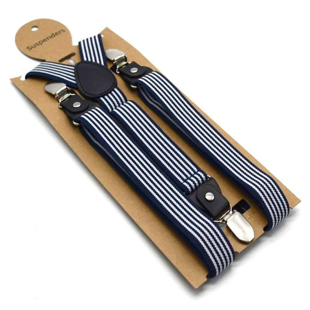 Mens Suspenders Bowtie Set Male Trouser Suspender Pants Navy White Striped British Vintage Wedding Shirt Braces for Men