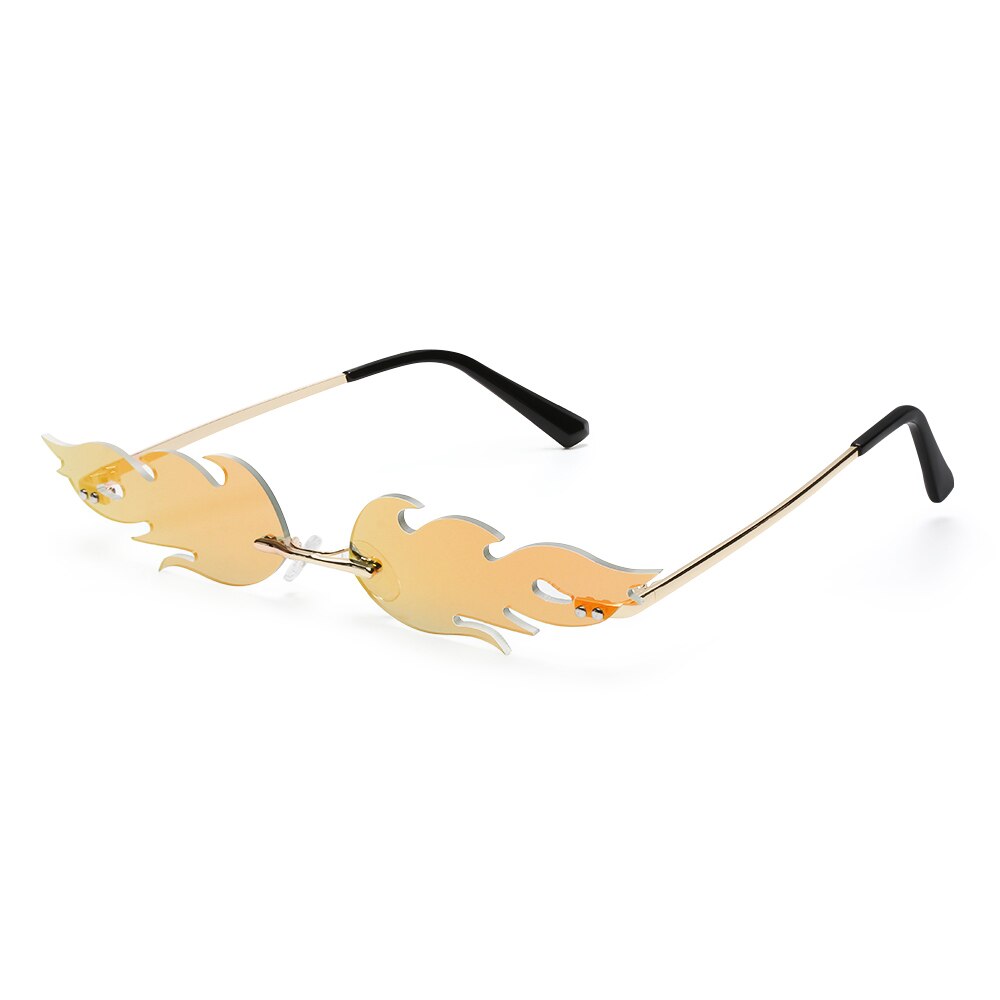 Gafas de sol con de llama de fuego para hombre y mujer, lentes de sol unisex onduladas, sin montura, con protección UV 400, de lujo, angostas: 05