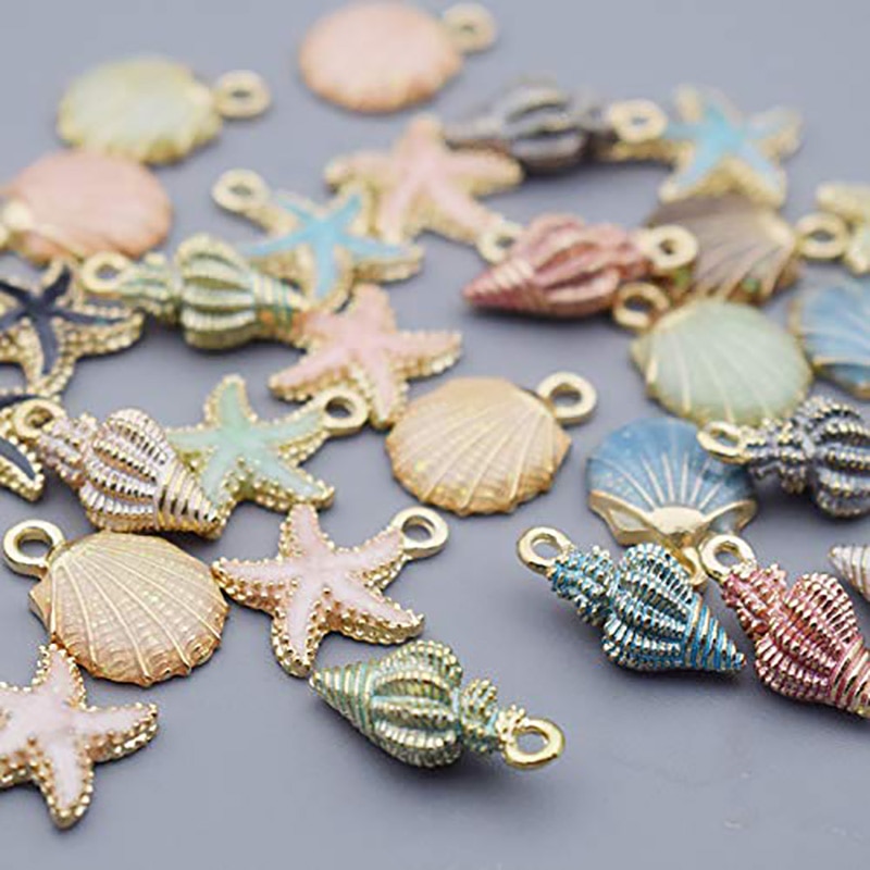 15Pcs Seashell Zeester Hanger DIY Craft Sieraden beach Wedding Mermaid baby shower Verjaardagsfeestje tafel middelpunt Decoratie
