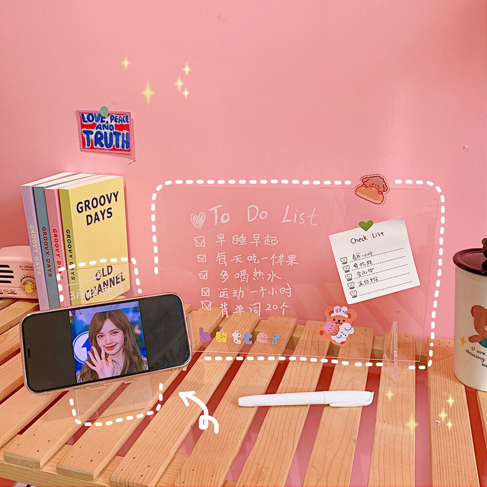 Acrylic Dry Erase Board with Stand Frameless Writing Memo Pad To Do List Reminder for Office Home School Resturants