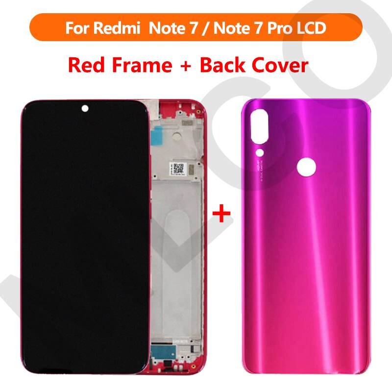 100% Originele Lcd Voor Xiaomi Redmi Note 7 Lcd-scherm Vervanging Voor Redmi Note 7 Pro Lcd Touch reparatie Onderdelen: Red Frame l Cover