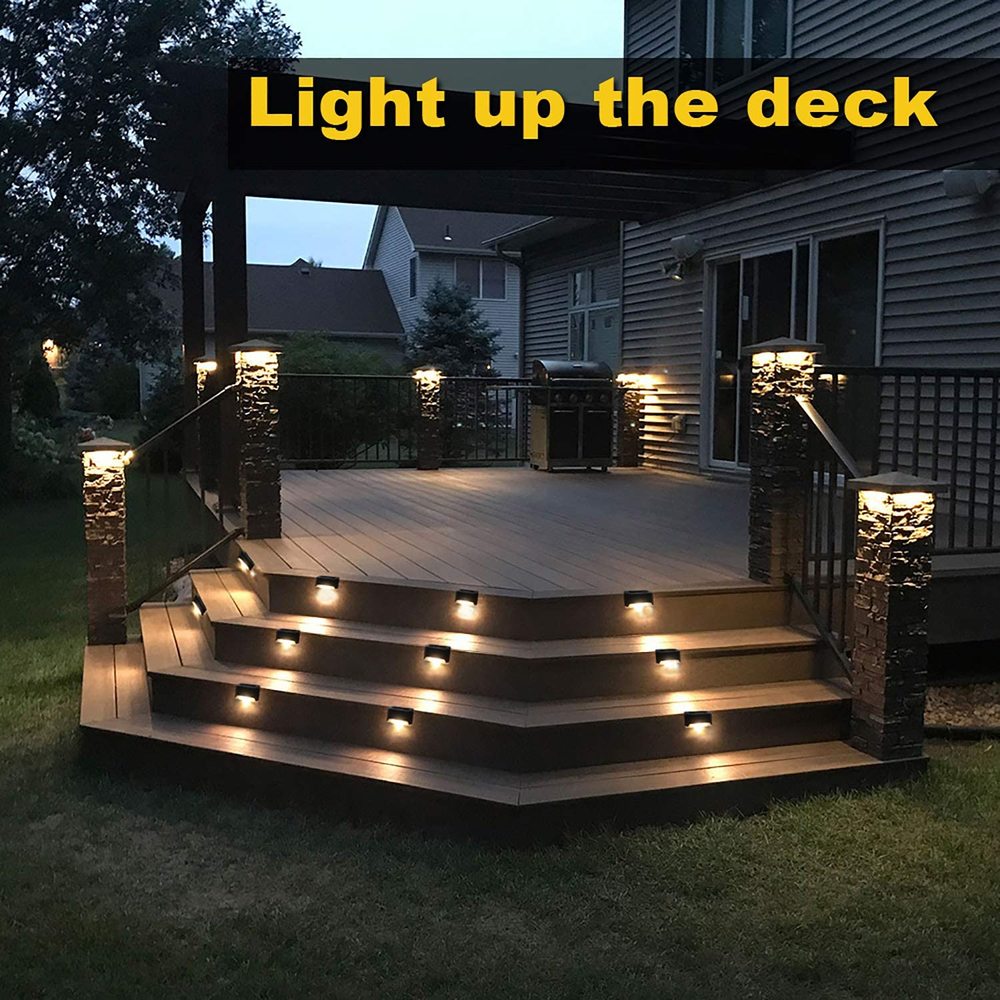 Solor Light Outdoor CREPOW Solar Deck Lights Dock Step Lights- 4 Packs Waterproof 1200mAh &ndash Outdoor Lights Solar