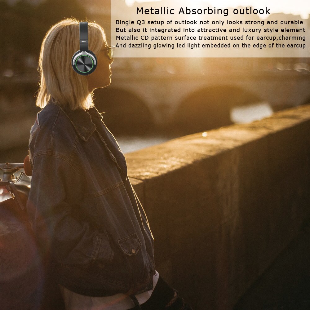 Q3 draadloze hoofdtelefoons met over-ear noise cancelling microfoon, stereo draadloze bluetooth hoofdtelefoon met microfoon