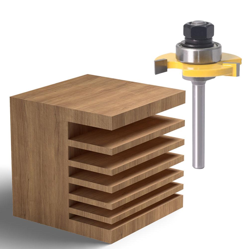 2Pc 6 Piece Slot Cutter 3 Wing Router Bit Set Woodworking Chisel Cutter Tool- 8"&amp; 1/4" Shank 6mm shank Tenon Cutter for Woodwor