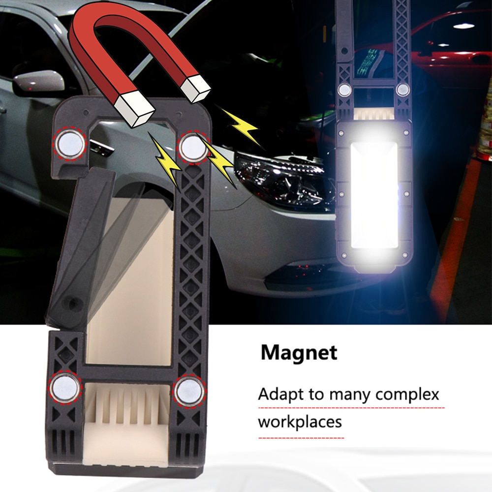 Luz de trabajo COB recargable USB linterna LED portátil Ajuste de 180 grados inferior con magnético adecuado para acampar