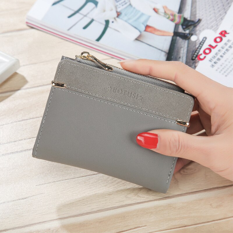 2021 novo fosco versátil coreano bolsa de mudança multi cartão fivela curto zíper bolsa carteira feminina 2021 mulher saco: Light Gray