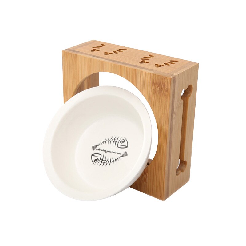 Pawstrip pet dubbele hondenkom, bamboe, roestvrij staal, keramische kattenbak, hondenvoerbak, voerbak, waterbak voor honden, dierenwinkel