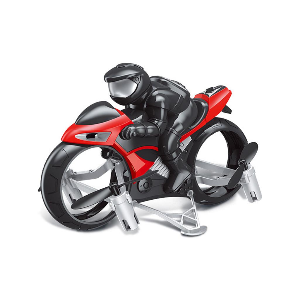 2.4g 4ch 2 in 1 mini rc motorcykel med drone højhastigheds rc motorcykel model legetøj fjernbetjening drift motor børn legetøj til: Rød