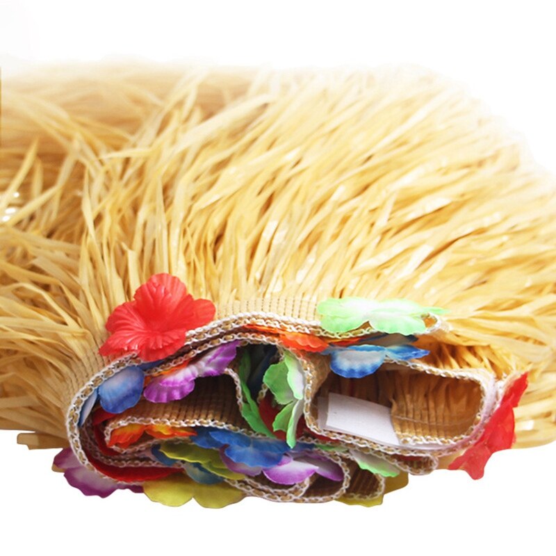 Saia de mesa de palha havaiana, decoração de festa de franja de ráfia para a cerimônia de formatura ou festa de fantasia