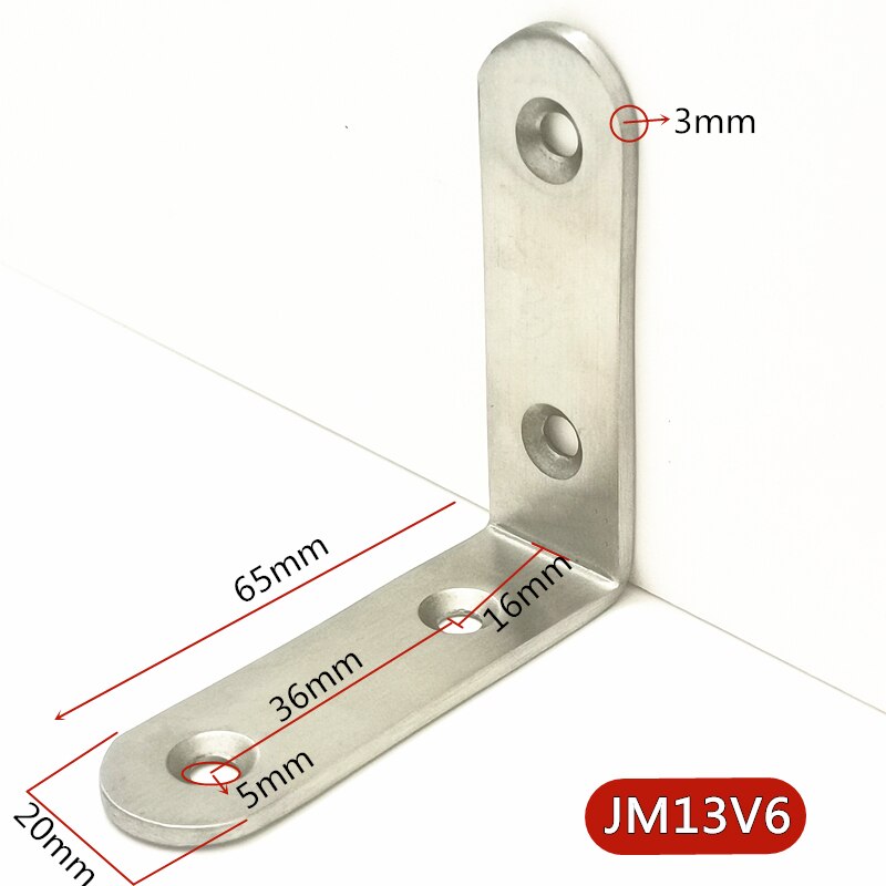 Thickened 2.5mm/3mm L Shape Corner Bracets Stainless Steel Brackets 90 Angle Joint Fastener Shelf Support for Furniture Hardware: JM13V6