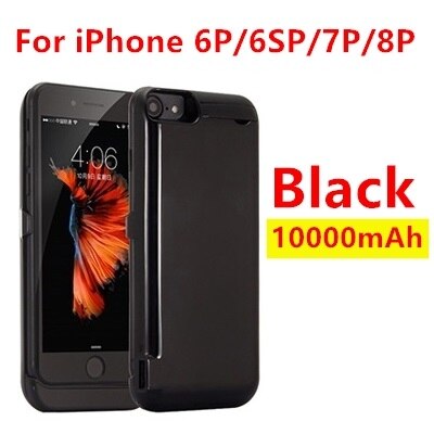 10000mah Power Bank Case dla iPhone 6 6s 7 plus case ładowarka Case dla iPhone 5 SE 5S 5SE 5C ładowanie Powerbank Case: Black 6P 6SP 7P 8P