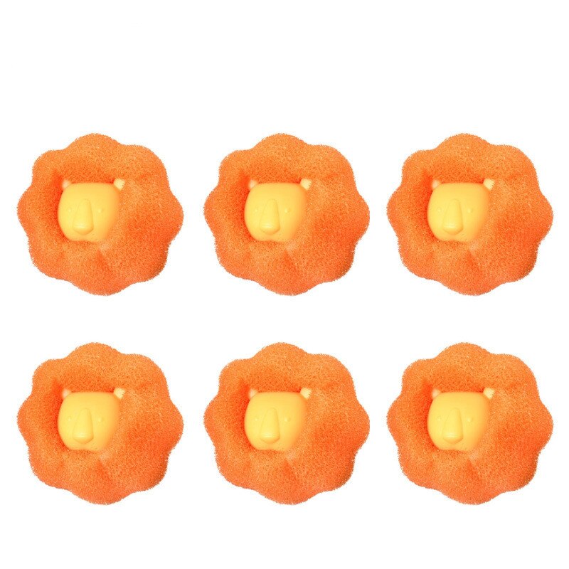 Spons Wasserij Bal Leuke Vorm Pu Spons Bal Decontaminatie Sticky Haar Anti-Kronkelende Was Bal Magie Was Bal: orange 6 Pcs