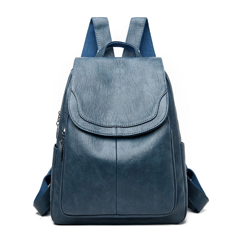 Lederen Rugzak Tassen Voor Vrouwen Modieuze Rugzak Reizen Rugzakken Voor Vrouwen Mochila Vrouwen Rugzak: light blue