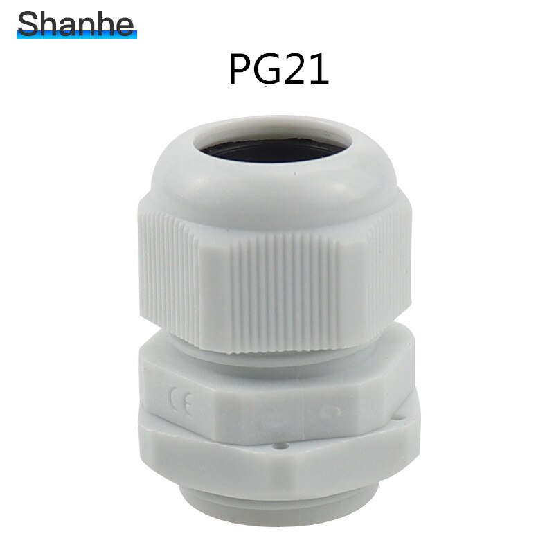 PG21 Nylon Electric Cable Waterproof Cable Gland Connector: White