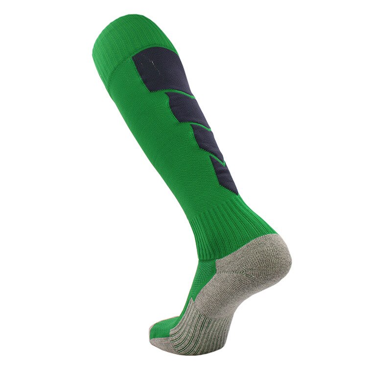 Brothock fußballsocken handtuch unten kinder Baumwolle fußball socken strümpfe streifen muster nylon Verdicken herren sport socken: Green / M 35-39 medium