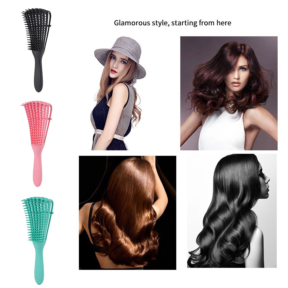 Peine de masaje para el cabello, cerdas de cuero cabelludo y cepillo de pelo de nailon, cepillo de pelo rizado húmedo para salón, utensilios para el baño