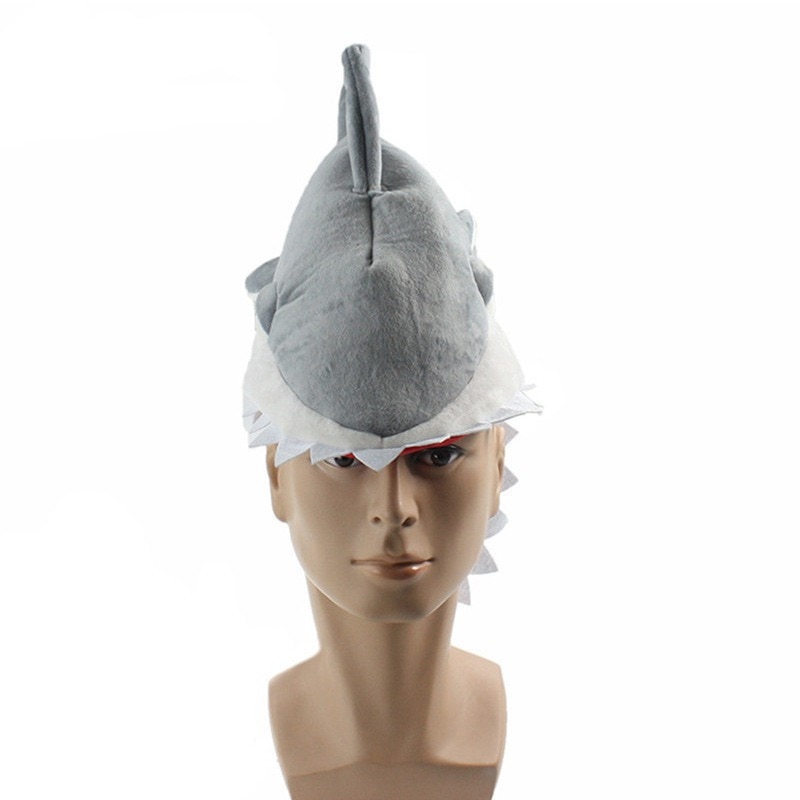 Wzcx personlighed halloween fest plys haj hat unisex tidevand blå grå rød kostume hat