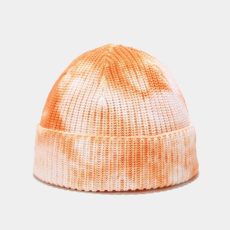 binden Farbstoff Mütze für Männer Winter Hüte für Frauen Motorhaube Brimless Kappe Erwachsene lässig Druck Gestrickte Kpop betroffen Herbst Hütte ZZ-293: 5