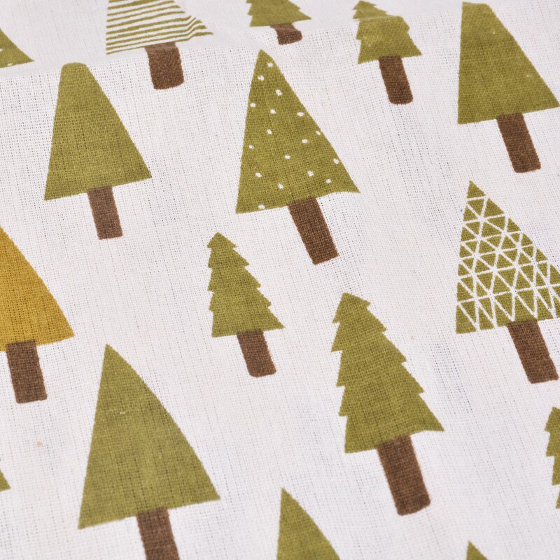 97x50cm Christmas Tree Pattern Natural Linen Cotton Fabric DIY Sewing Fabric Christmas Decoration Quilting Patchwork
