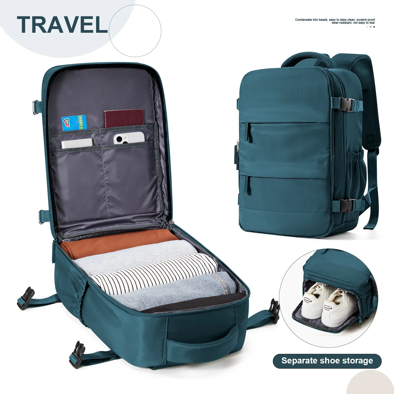 Ryanair mochila 40x20x25 cabine saco de viagem mochila para homens mulheres bagagem de mão lazer portátil mochila para viaje cabina: Azul