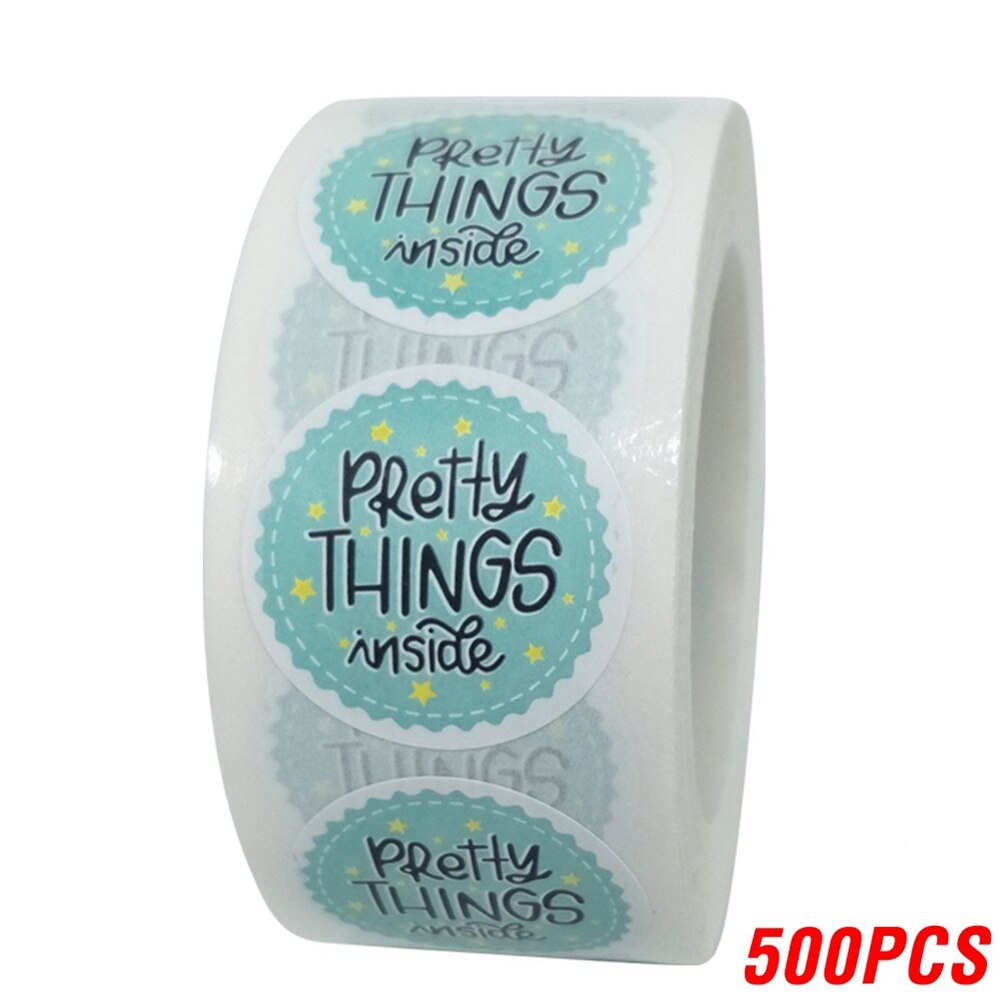 100-500pcs Round "Pretty Things Inside" Stickers Seal Labels Baby Shower Decor Baking Package Envelope Stationery Sticker: QY641-500pcs