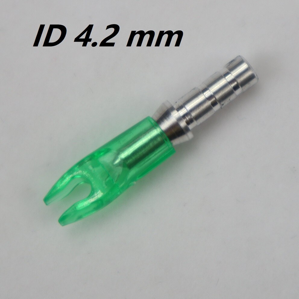 36pcs Arrow Pin Nocks Arrow Nock +Aluminum Pin For 4.2 mm 6.2 mm Carbon Arrow Shaft DIY Archery Accessories: ID 4.2 mm green 2