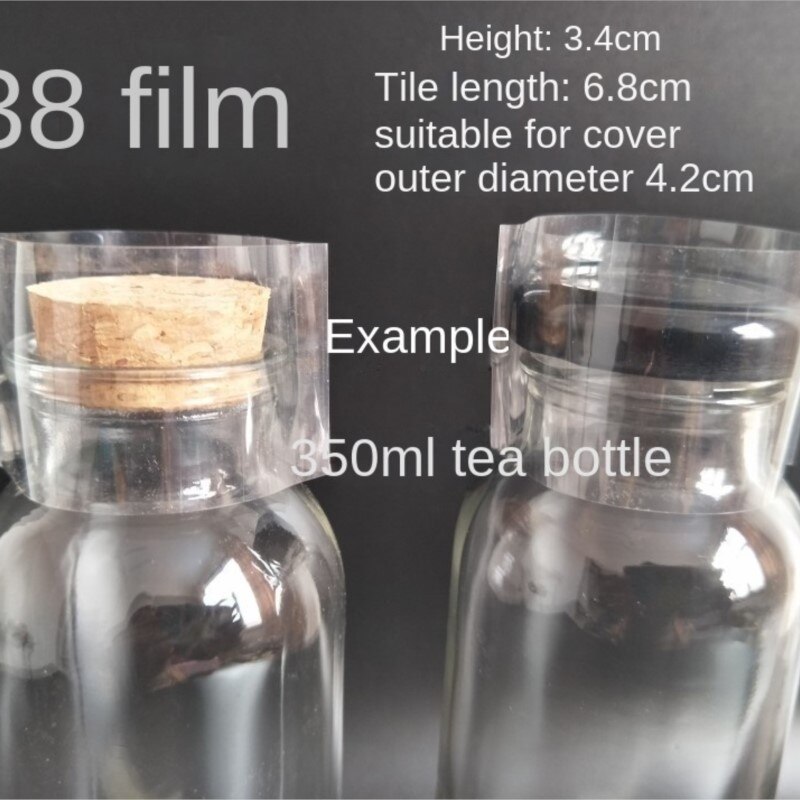 200 pièces/paquet Pvc transparent thermorétractable bandes pour bouteilles bouchons, pot bouche/bouchon diamètre 42mm H 34mm posé à plat largeur 68mm