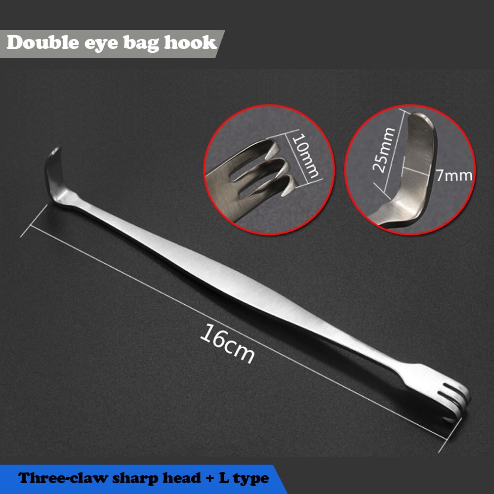 Nose shaping hook L-shaped right angle pull hook mandibular angle double head pull: Black & Silver
