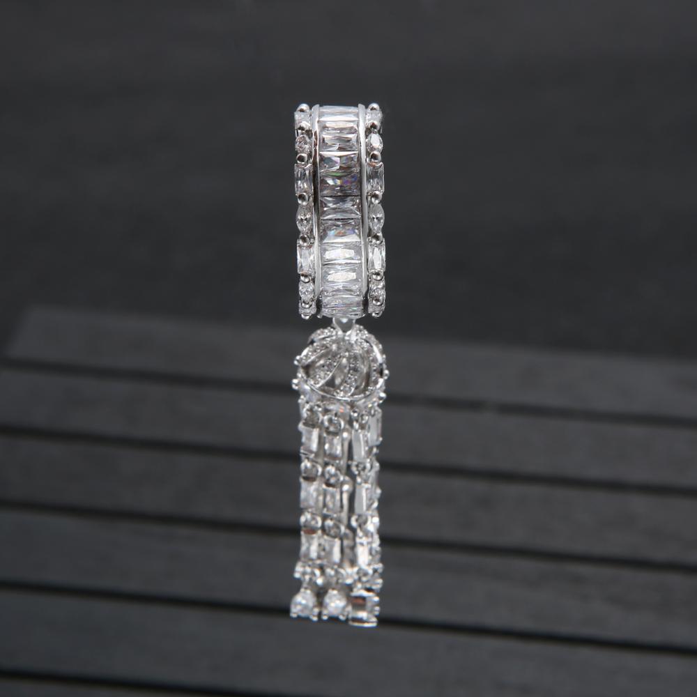 Trendy Vrouwen Sieraden Hand Gemaakt Zirconia Lange Keten Kwastje Staart Ring Trouwring Voor Vrouwen Bijoux J1883