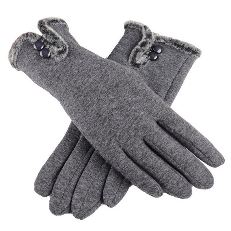 Nueva Mujer Otoño Invierno de terciopelo no invertida de Cachemira dedo completa guantes cálidos de encaje de algodón de las mujeres guantes de pantalla táctil