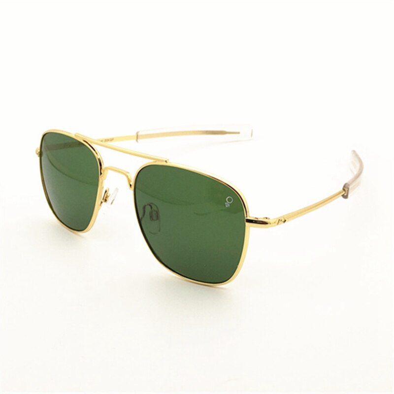 Militar do exército americano piloto ao óculos de sol lente de vidro dos homens mulher marca designer condução óculos masculino op55 op57 alta qualidade: gold green