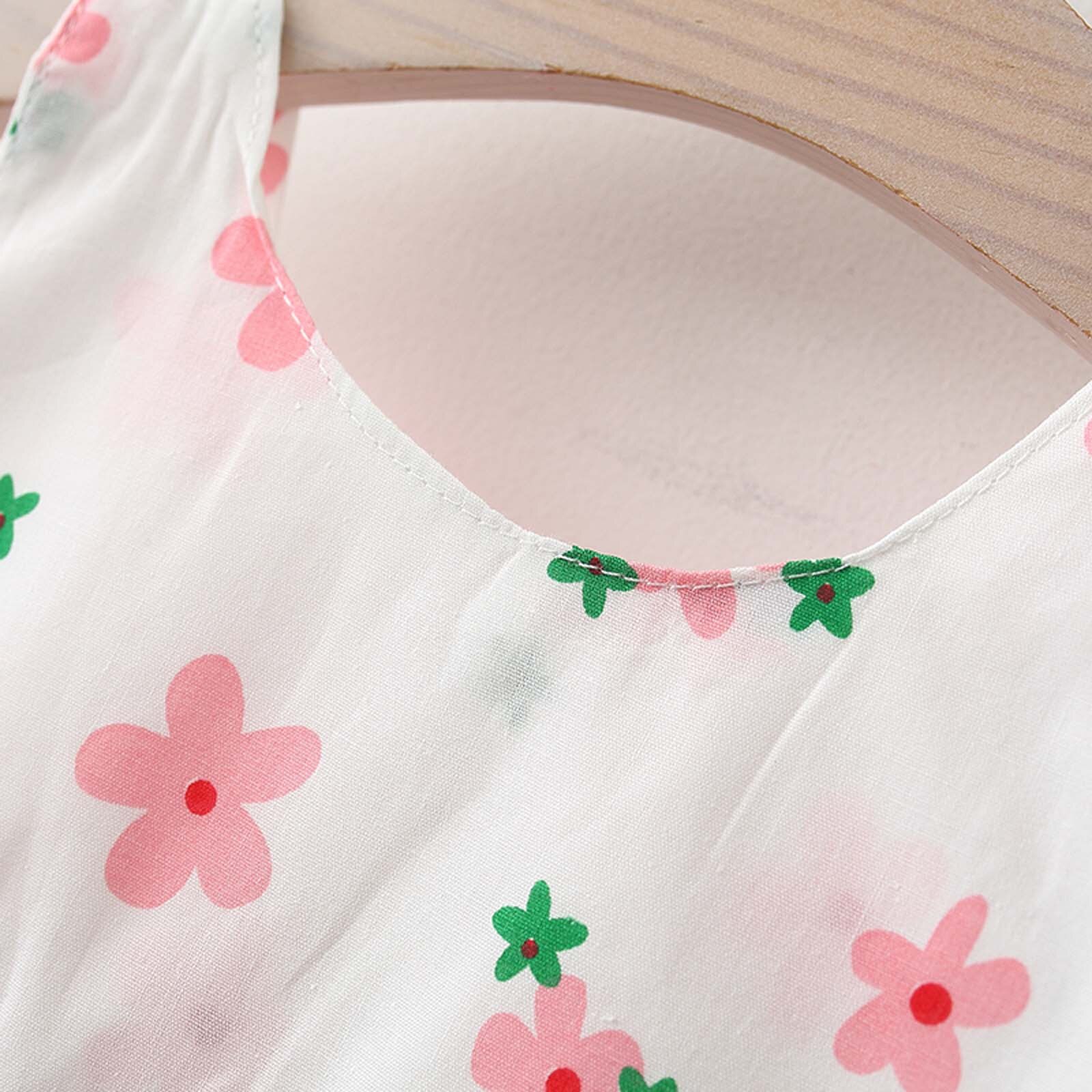 1-4Years Meisje Sling Jurk Bloemenprint Zomer Peuter Baby Mouwloze Zoete Tutu Jurken + Visser Hoed Strik Geplooide Rok