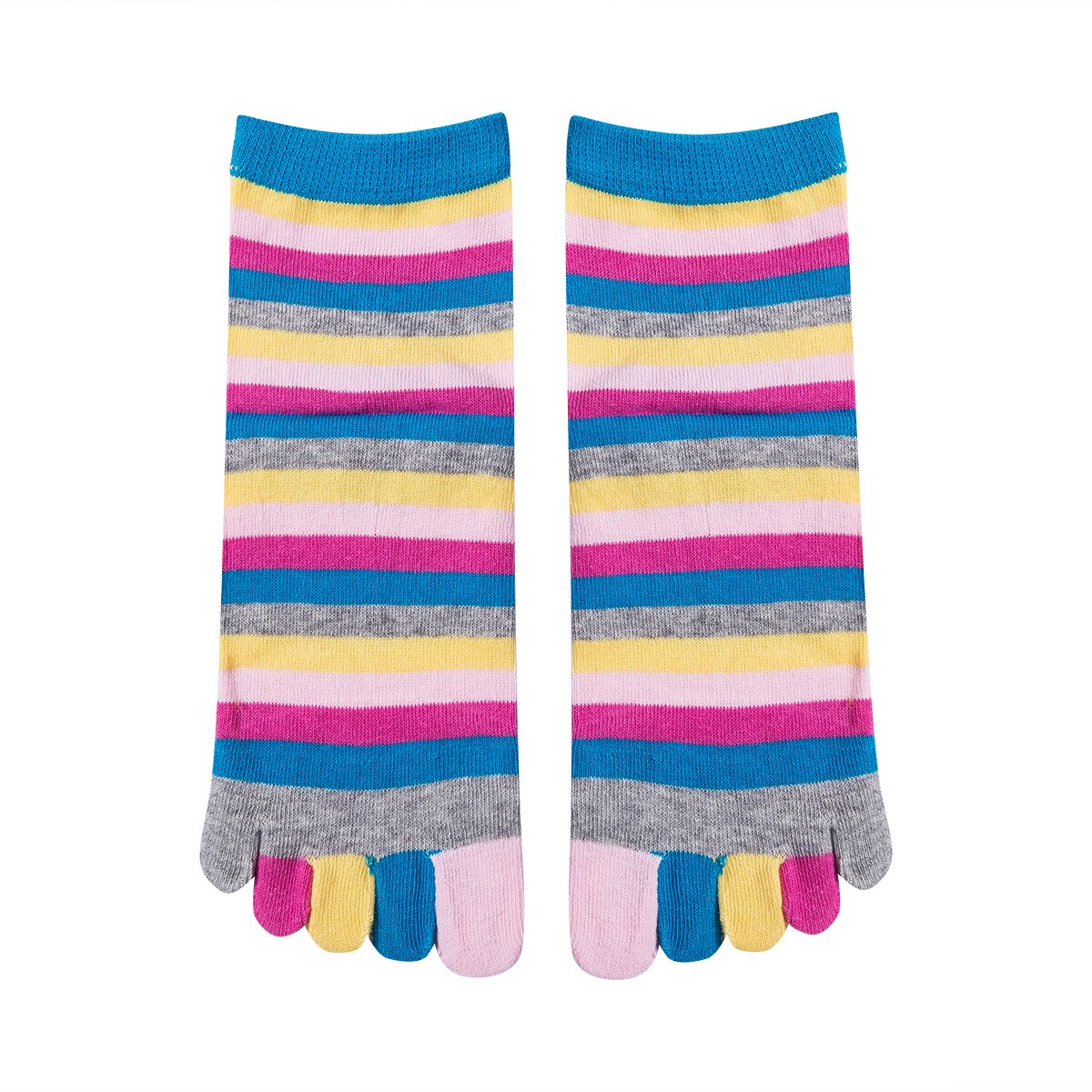 Frauen Mädchen Bunte Gestreifte Fünf Finger Zehe Socken Regenbogen Gestreiften Socken: E